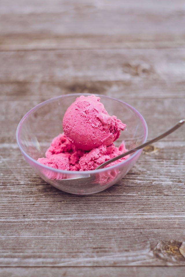 A cup of strawberry gelato